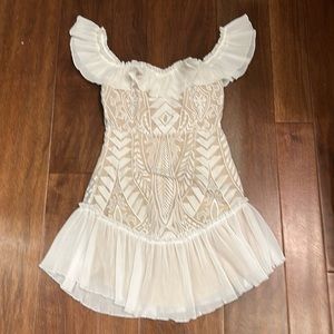 White lace off shoulder dress